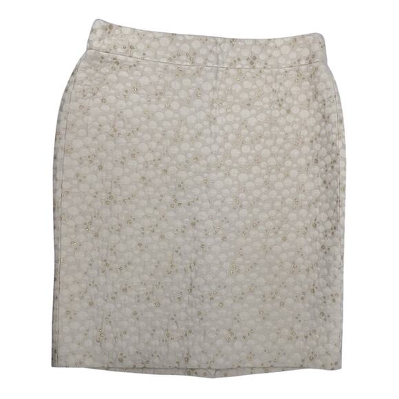 j Crew Gold And Cream Pencil Sheath Skirt Size 10 Circles/bubbles Metallic - Picture 1 of 5
